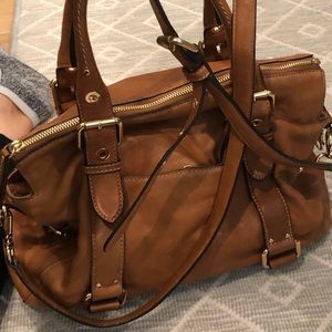 Michael Kors camel satchel purse with strap